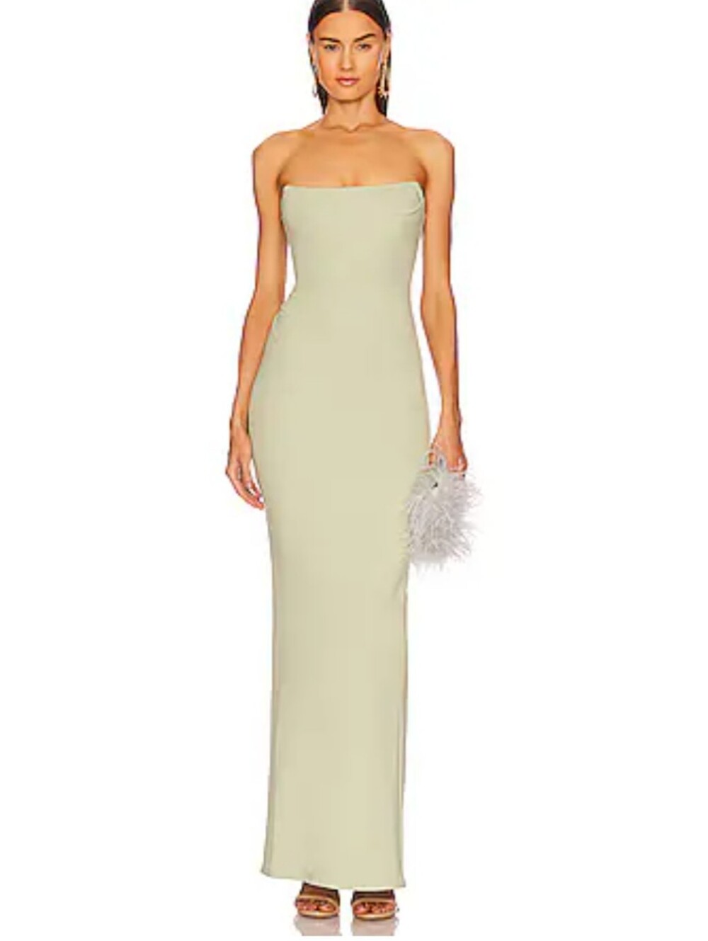 Revolve X Michael Costello Sage Green Strapless Maxi Party Dress